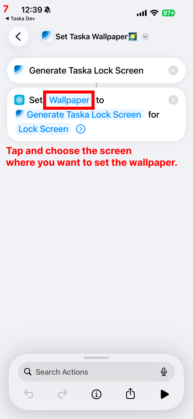 Tap and choose the screen where you want to set the wallpaper