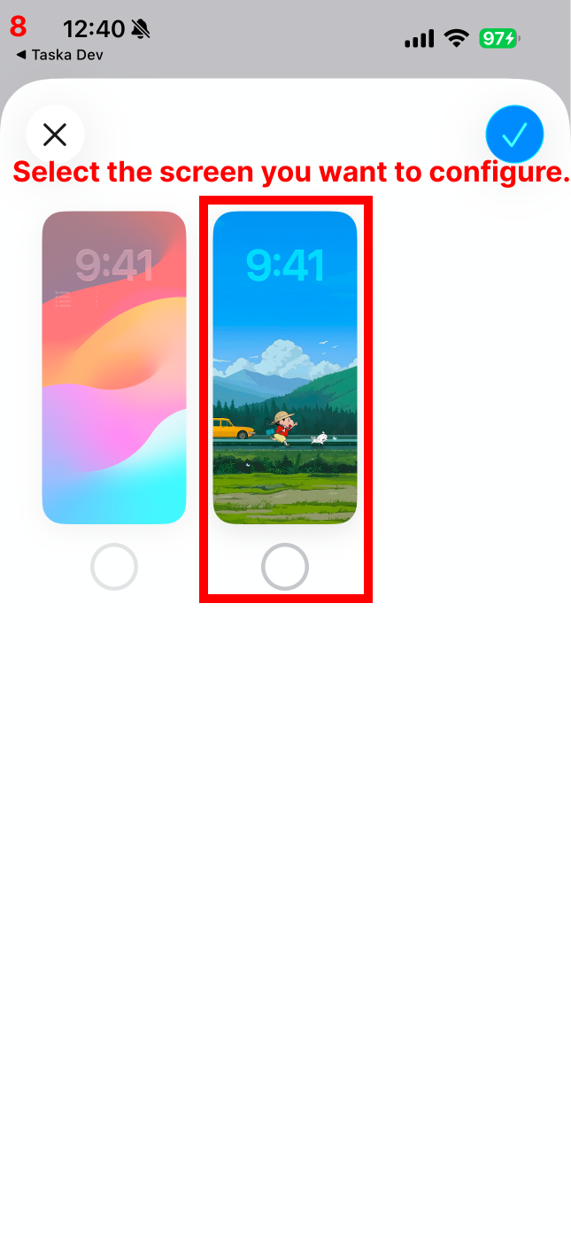 Select the screen you want to configure