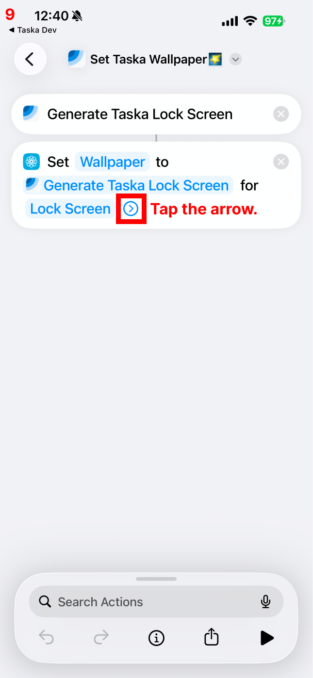 Tap the arrow