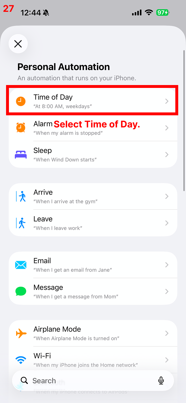 Select Time of Day