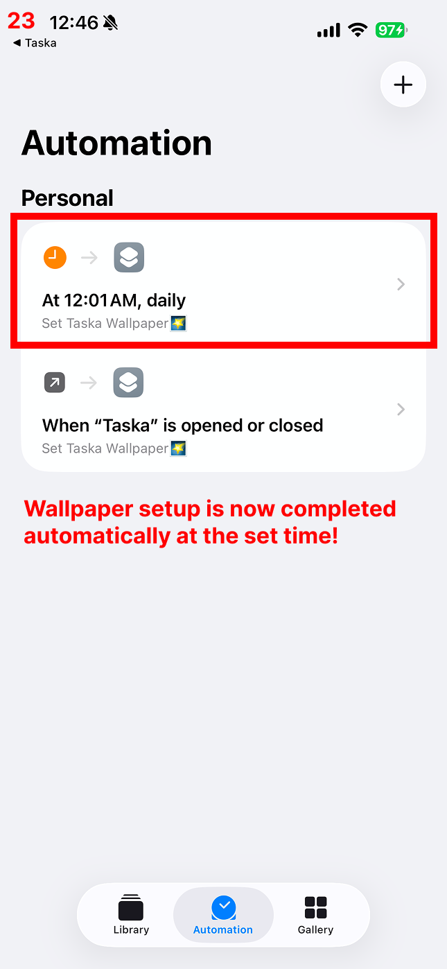 Wallpaper setup is now completed automatically at the set time!